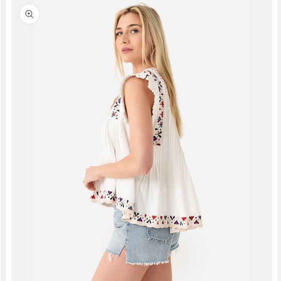 SEA Alicia White Blouse with Multicolor Embroidery - Picture 3 of 10